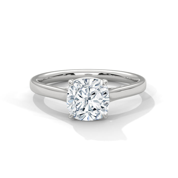 Elegant 10K White Gold 2 Carat Cushion Lab Grown Diamond Solitaire Ring