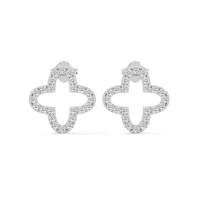 10K White Gold 0.76 CTW Lab Grown Diamond Clover Pave Stud Earrings