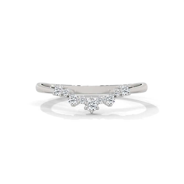 Curved Round Lab Grown Diamond Wedding Band in 10K White Gold