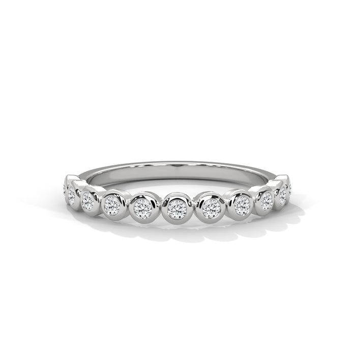 10K White Gold Floating Round Lab Grown Diamond Half Eternity Wedding Band