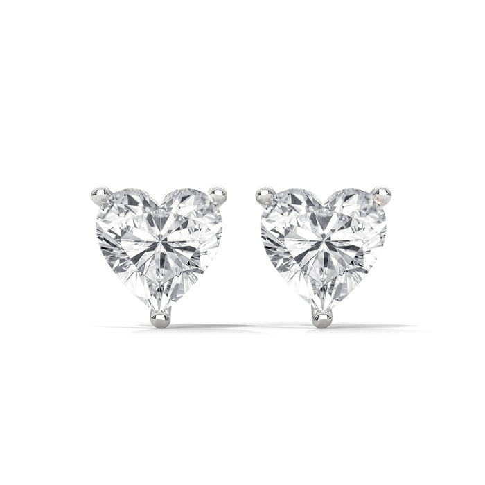 10K White Gold 1.25 CT Heart Shape Lab Grown Diamond Stud Earrings