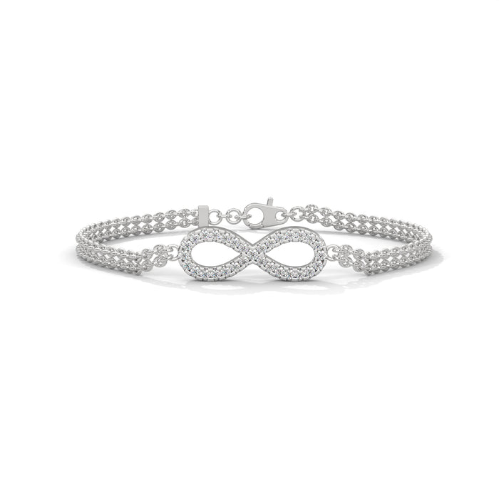 10K White Gold Infinity Round Lab Grown Diamond Bracelet