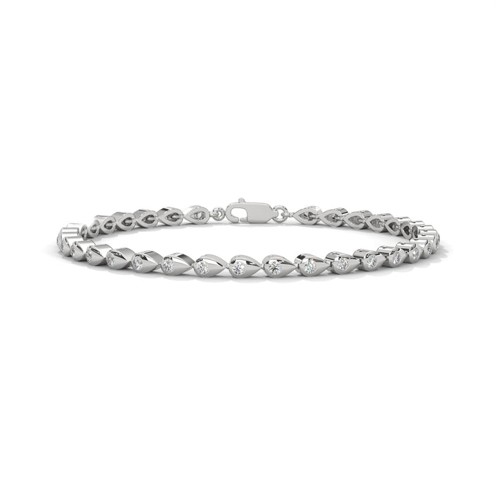 10K White Gold Lab Diamond Teardrop Tennis Bracelet