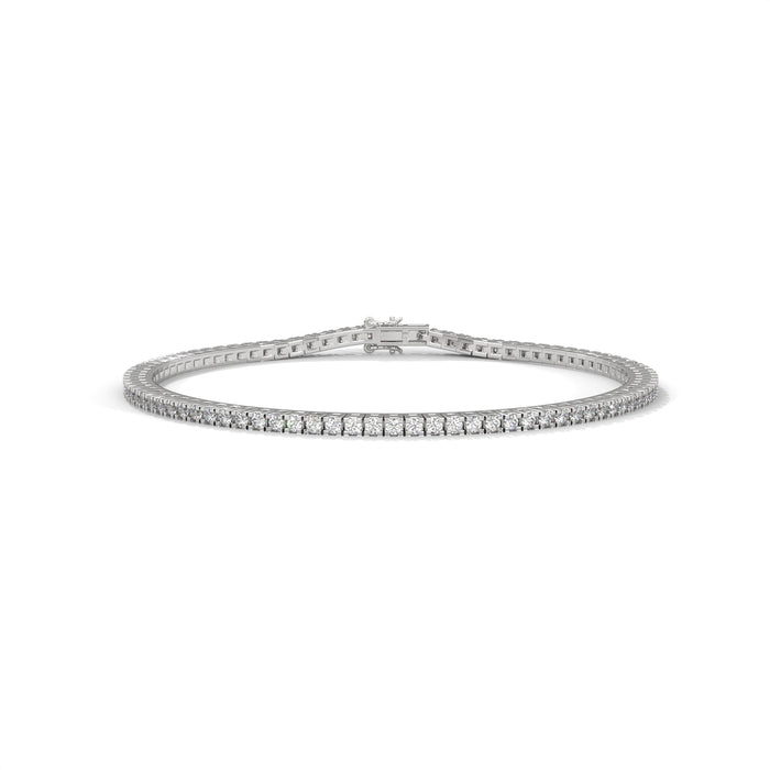 10K White Gold Round Cut Lab Diamond Tennis Bracelet