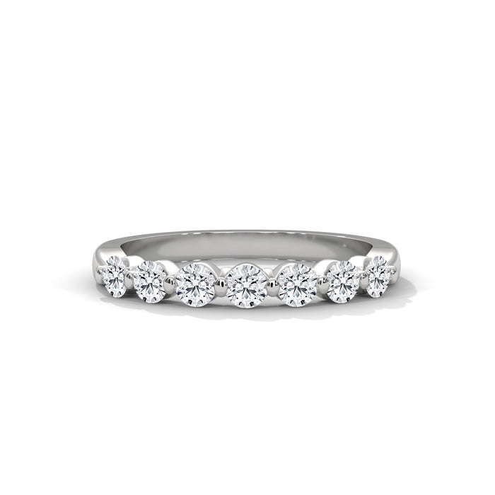 10K White Gold 7-Stone Lab Grown Diamond Wedding Band