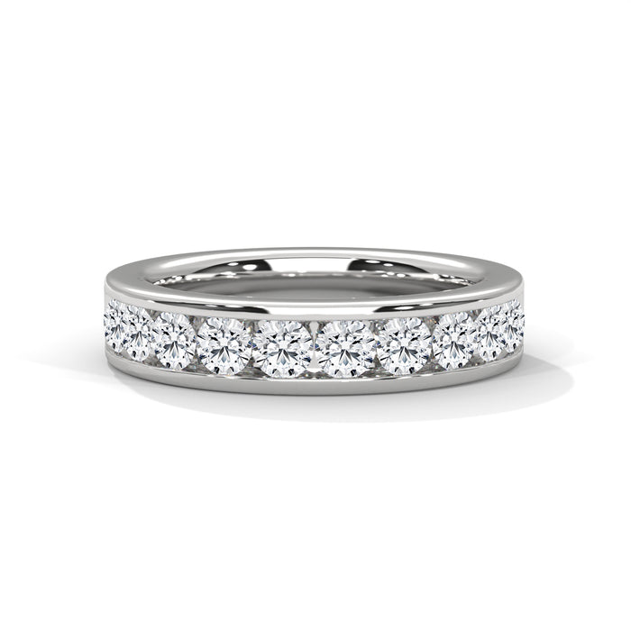 10K White Gold Round Lab Grown Diamond Channel-Set Wedding Band