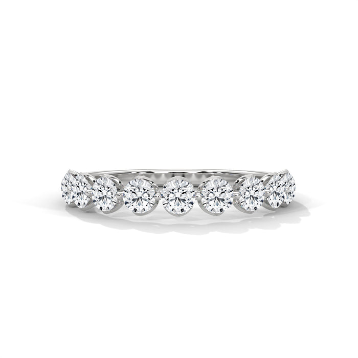 Ethical Round Lab Grown Diamond Half Eternity Wedding Band in 10K White Gold