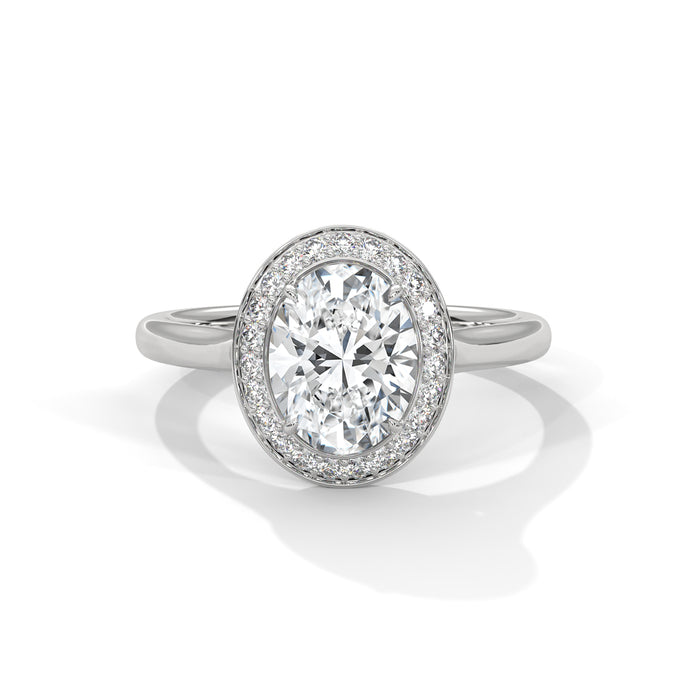 Radiant 10K White Gold 2.0 CT Oval Lab Grown Diamond Halo Solitaire Engagement Ring