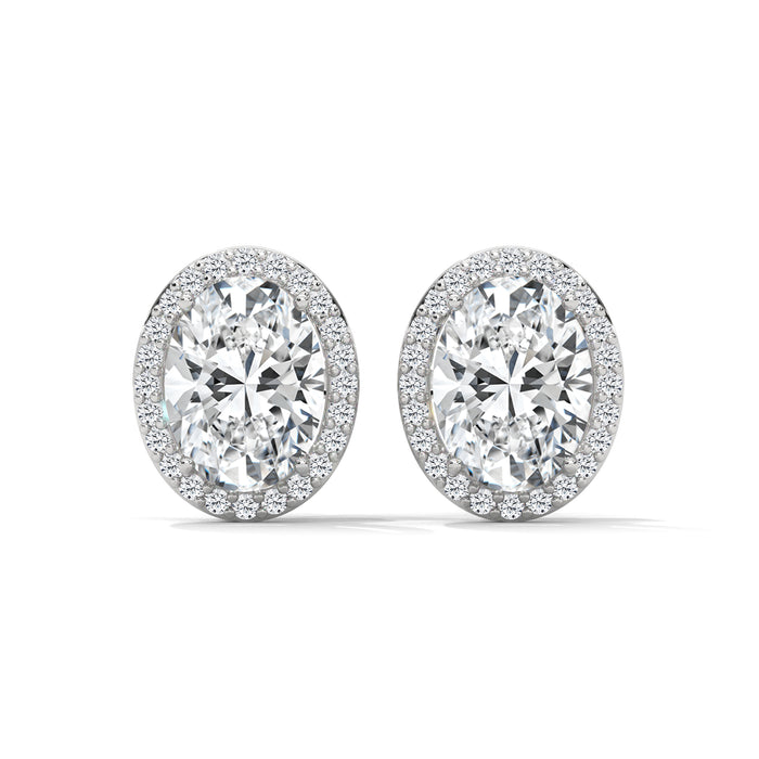 10K White Gold 1.0 CTW Oval Lab Grown Diamond Halo Stud Earrings