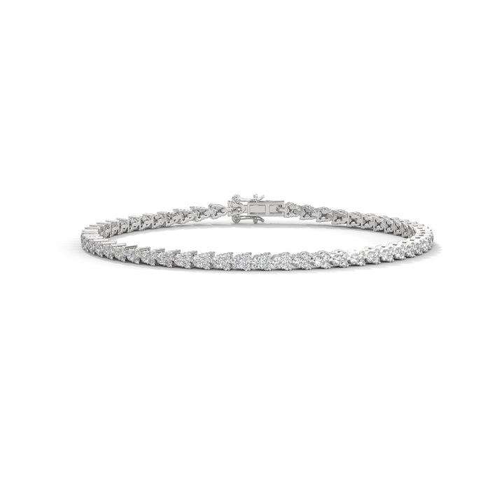 10K White Gold Round Lab Diamond Prong-Set Tennis Bracelet