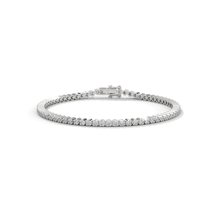 10K White Gold Round Lab Grown Diamond Tennis Bracelet