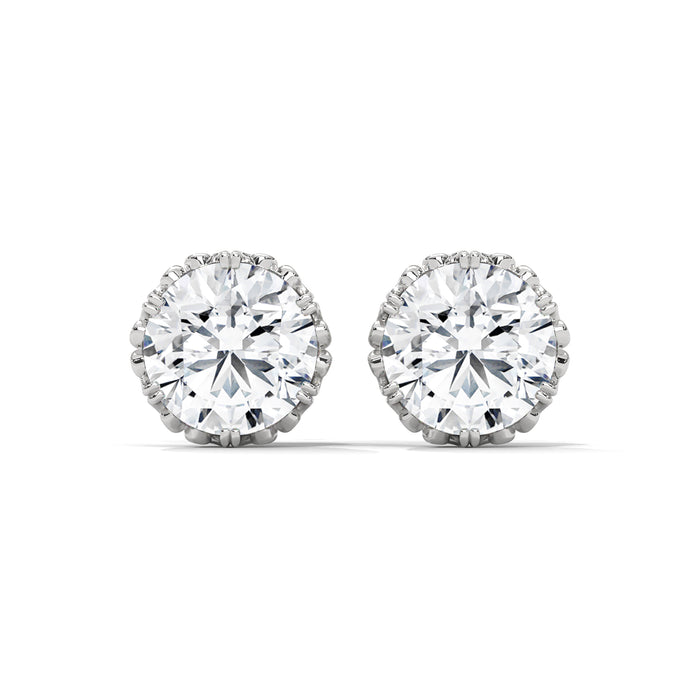 10K White Gold 0.84 CT Round Lab Grown Diamond Stud Earrings with Detailed Gallery