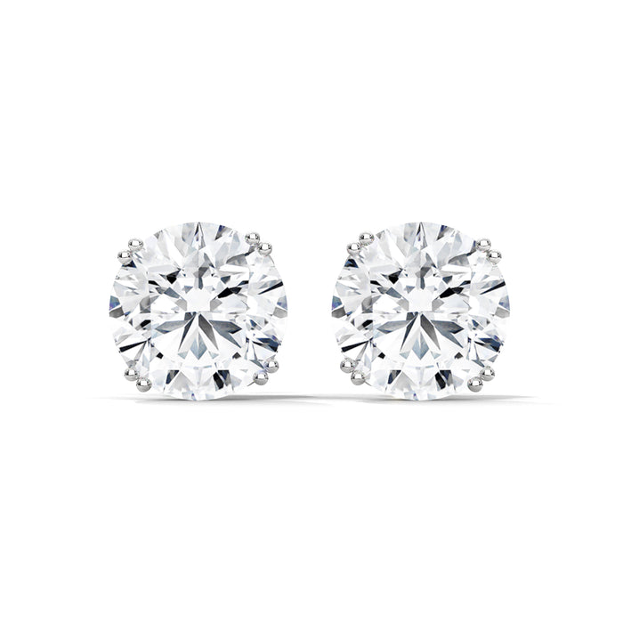 10K White Gold 1.3 CT Round Lab Grown Diamond Fancy Prong Stud Earrings