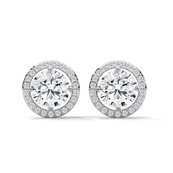 10K White Gold 0.84 CT Round Lab Grown Diamond Halo Stud Earrings
