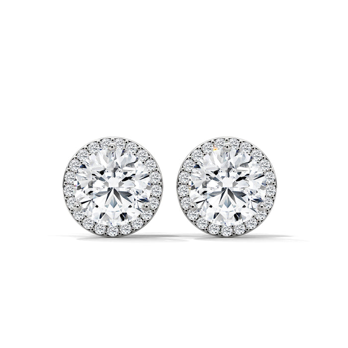 14K White Gold 0.84 CT Round Lab Grown Diamond Halo Stud Earrings