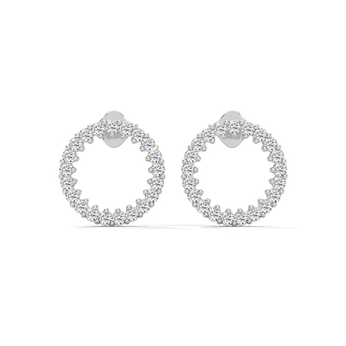10K White Gold 0.42 CTW Lab Grown Diamond Pave Circle Stud Earrings