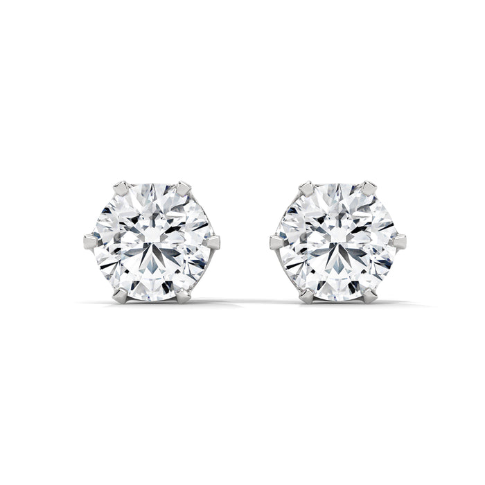 14K White Gold 1.30 CT Round Lab Grown Diamond Solitaire Stud Earrings
