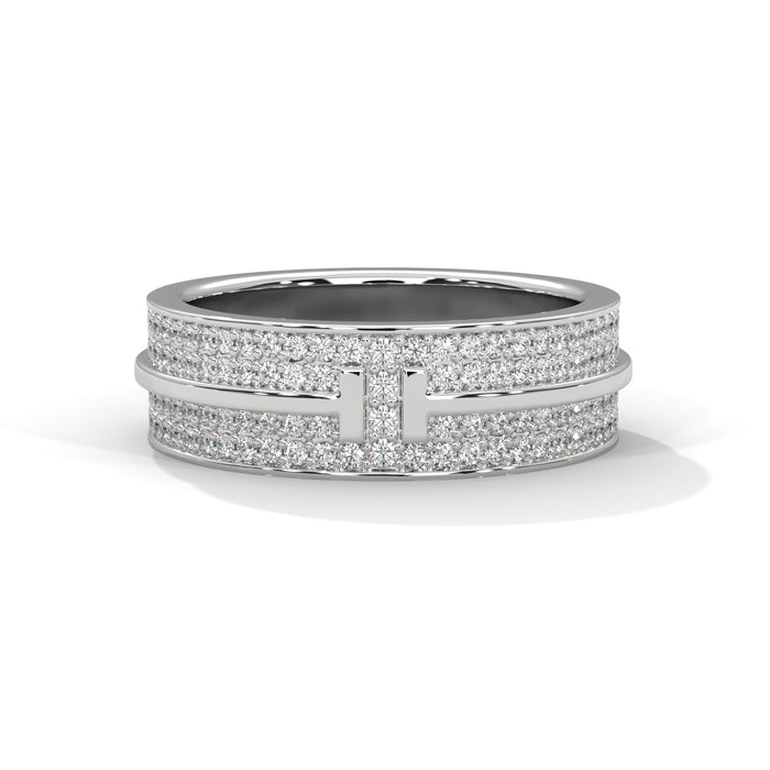 10K White Gold T-Pave Lab Diamond Wedding Band 1.07 Carat Total Weight
