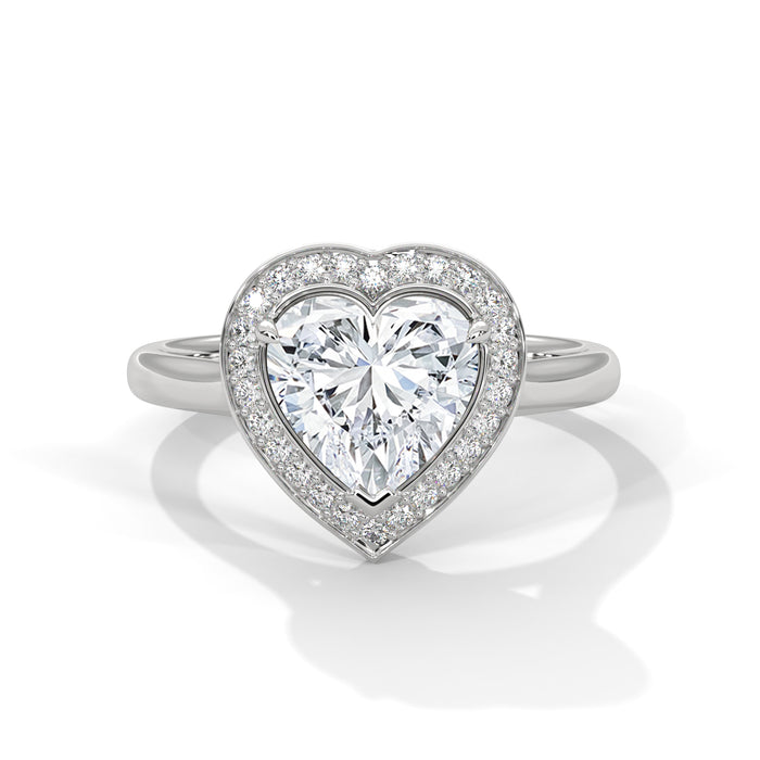 14K White Gold 2.0 CT Heart Lab Grown Diamond Halo Engagement Ring