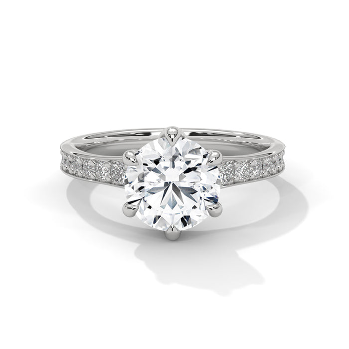 14K White Gold 2.00 CT Round Lab Grown Diamond 6-Prong Solitaire Engagement Ring