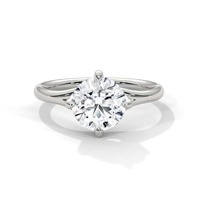 14K White Gold 2.0 CT Round Lab Grown Diamond Split Band Solitaire Engagement Ring