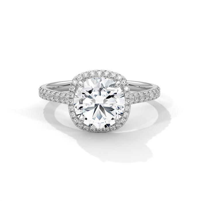 Sustainable 2ct Lab Grown Diamond Halo Ring in 10K, 14K or 18K Yellow/White/Rose Gold
