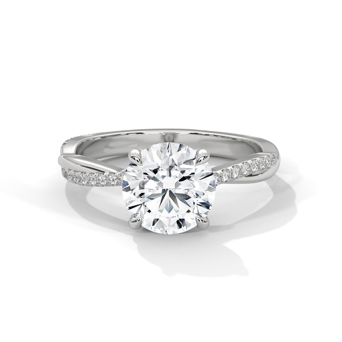 2 Carat Lab-Grown Round Diamond Twisted Band Engagement Ring in 10K/14K/18K Gold