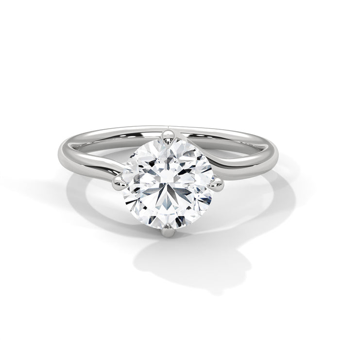 2 Carat Round Lab Grown Diamond Solitaire Engagement Ring in 10K, 14K and 18K Gold