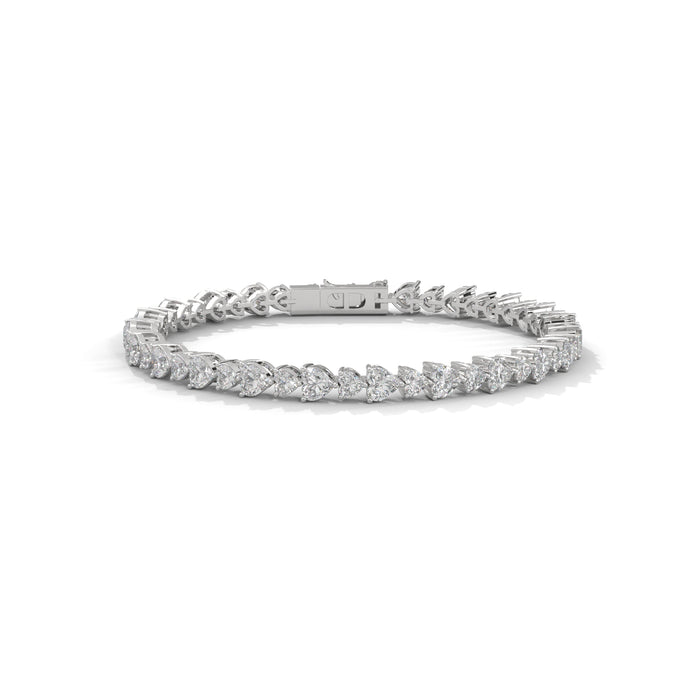 10K White Gold Lab Grown Diamond Heart Link Bracelet