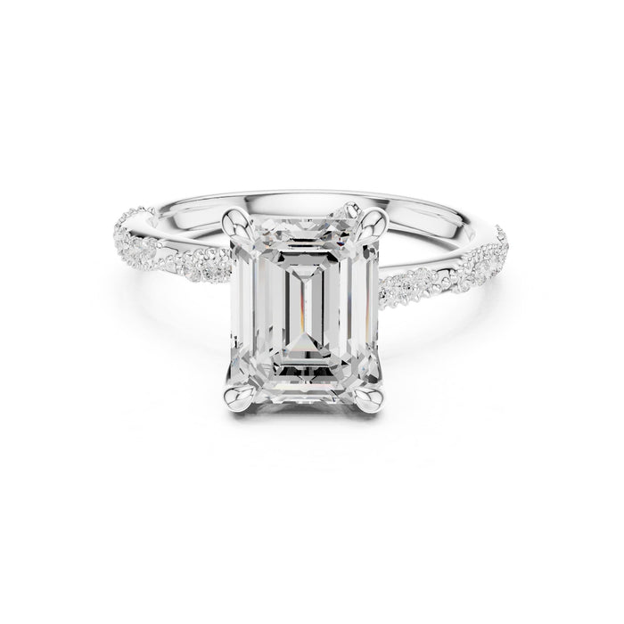 Emerald Lab Grown Diamond Side-Stone Engagement Ring