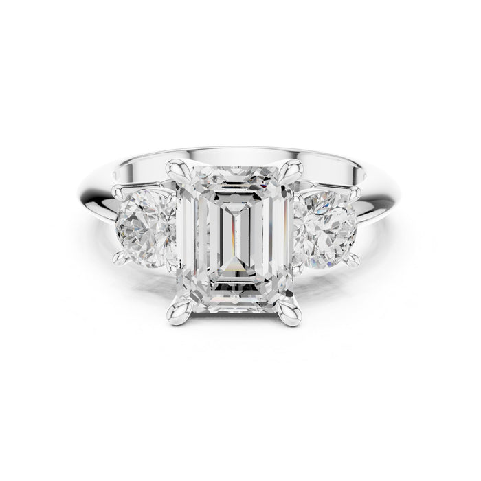 Emerald Lab Grown Diamond Three-Stone Engagement Ring