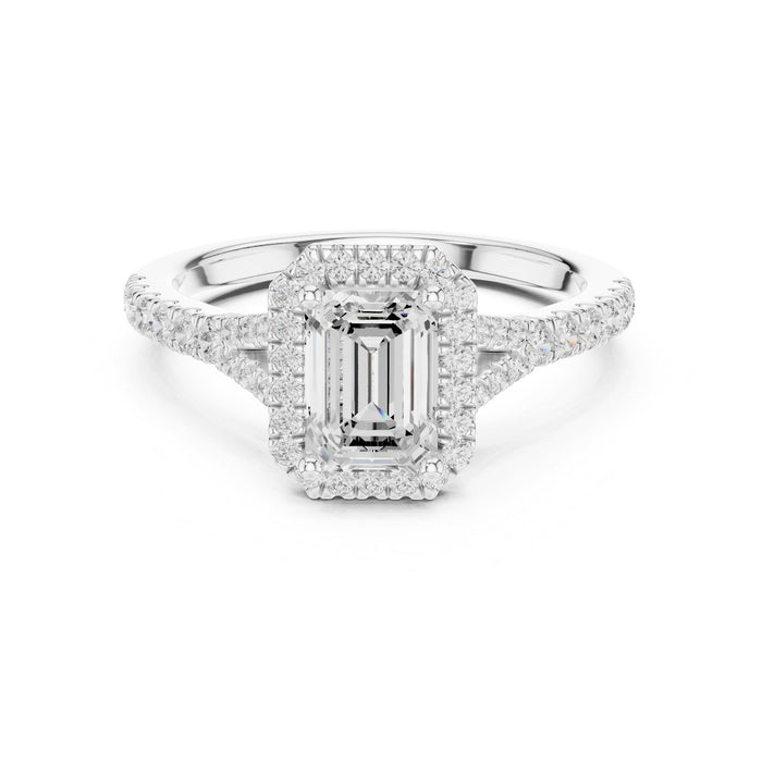 Emerald Lab Grown Diamond Halo Engagement Ring