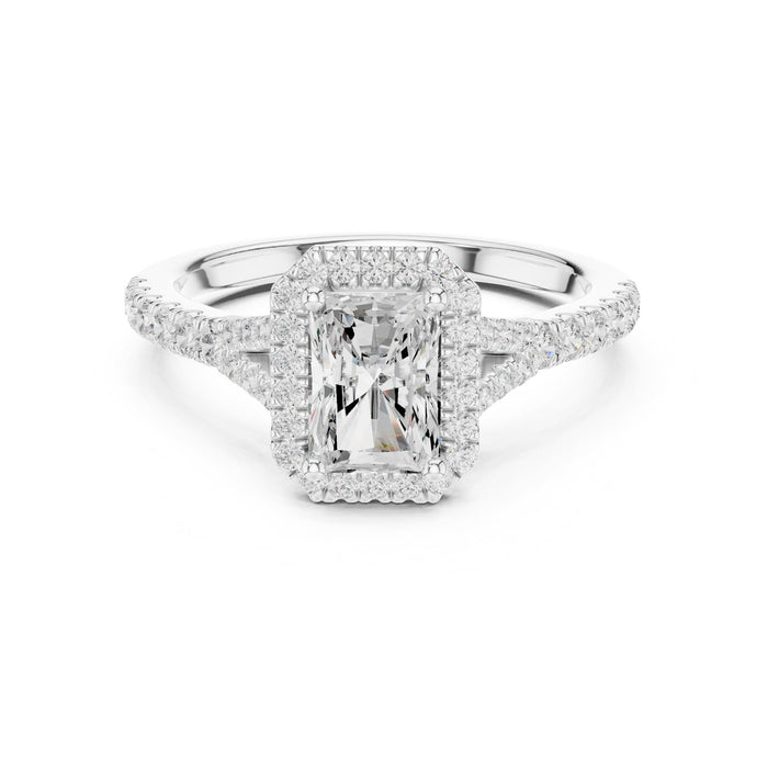 Emerald Lab Grown Diamond Halo Engagement Ring