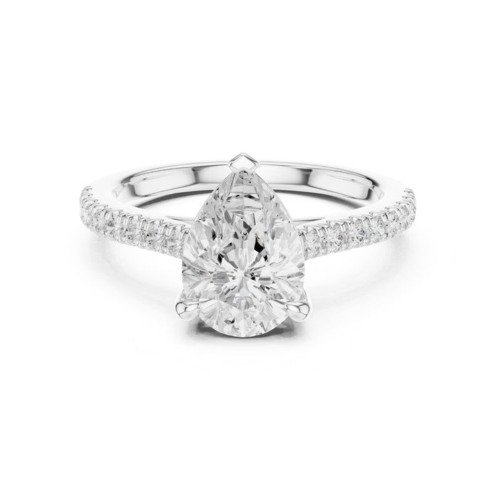 Pear Lab Grown Diamond Side-Stone Engagement Ring