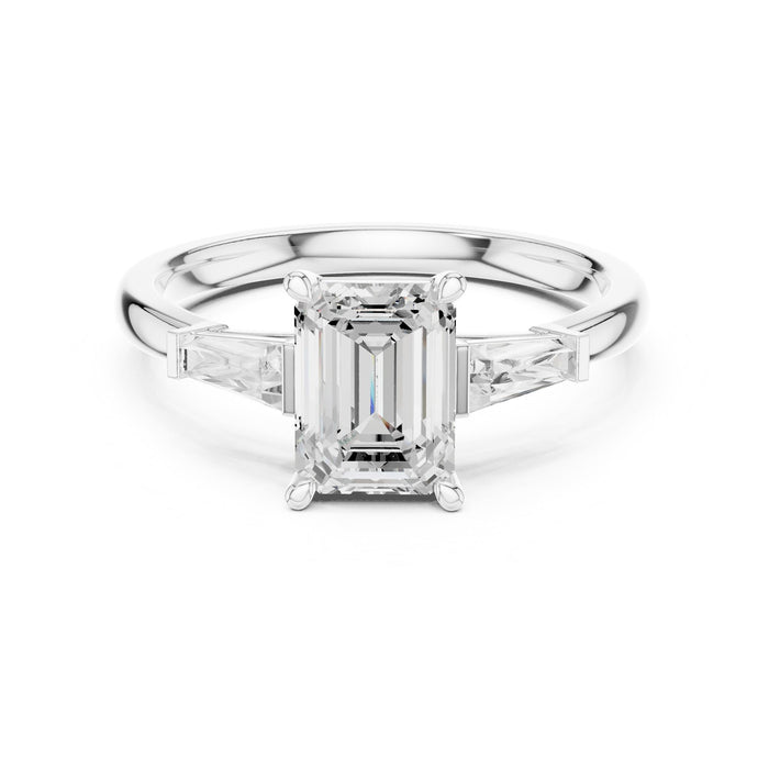 Emerald Lab Grown Diamond Three-Stone Engagement Ring
