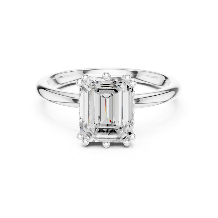 Emerald Lab Grown Diamond Hidden-Halo Engagement Ring