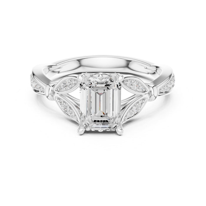 Emerald Lab Grown Diamond Side-Stone Engagement Ring