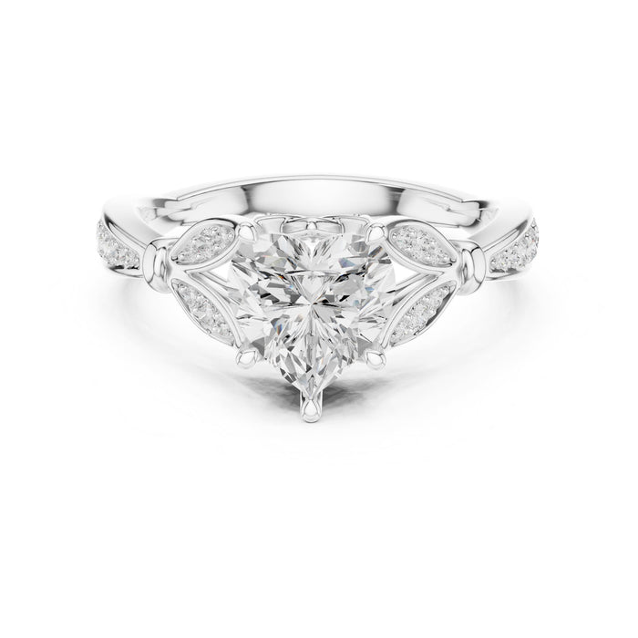 Round Lab Grown Diamond Side-Stone Engagement Ring