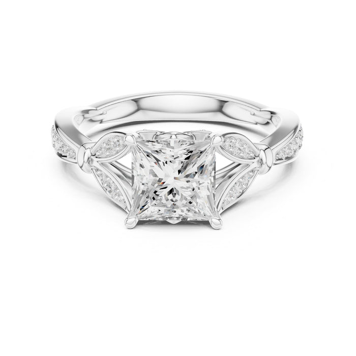 Princess Lab Grown Diamond Side-Stone Engagement Ring