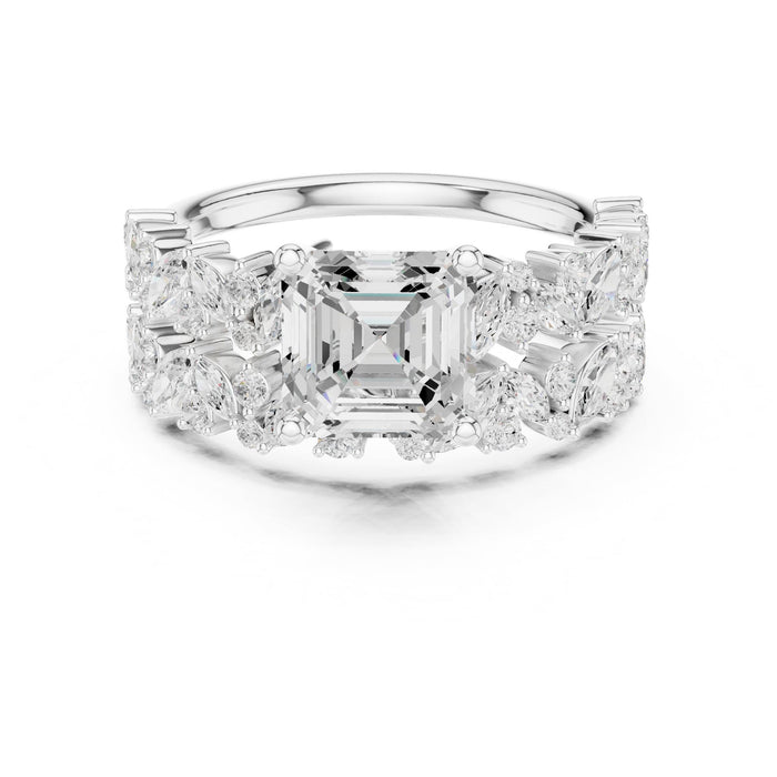 Cushion Lab Grown Diamond Side-Stone Engagement Ring
