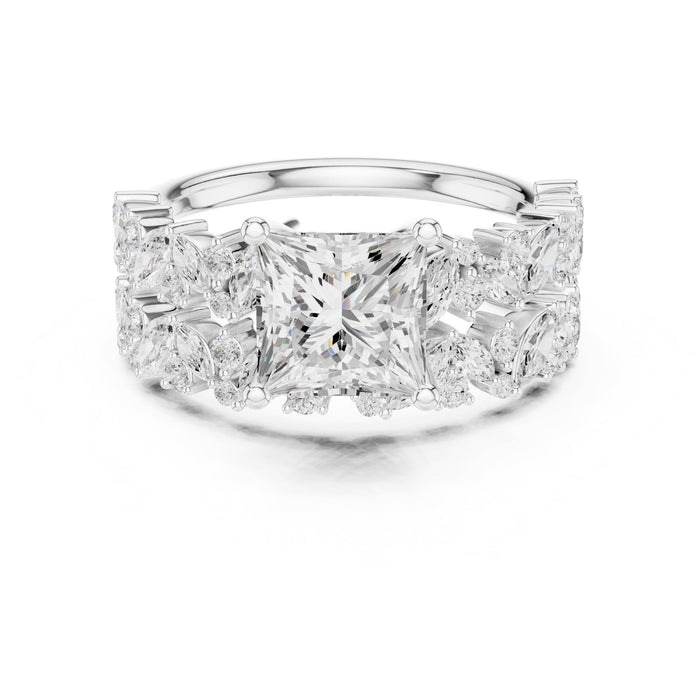 Cushion Lab Grown Diamond Side-Stone Engagement Ring