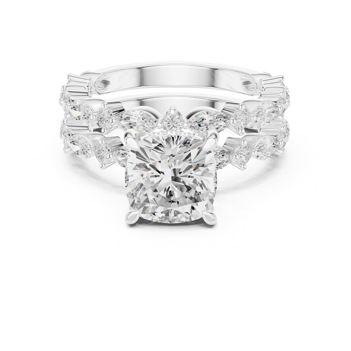 Round Lab Grown Diamond Side-Stone Engagement Ring