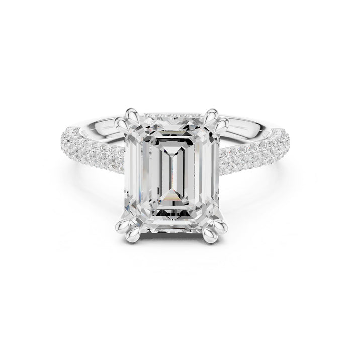 Emerald Lab Grown Diamond Pave Engagement Ring
