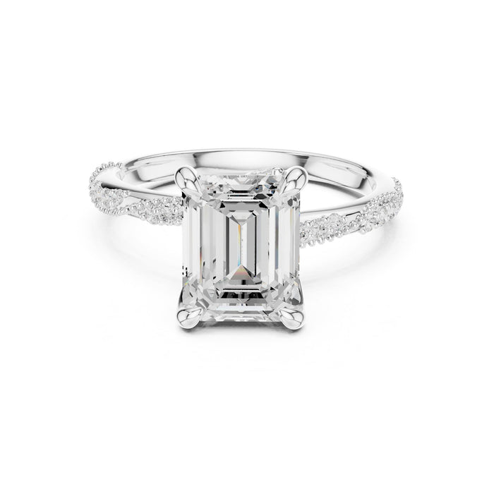 Emerald Lab Grown Diamond Side-Stone Engagement Ring