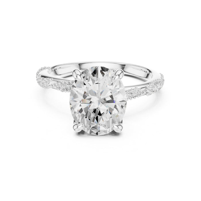 Round Lab Grown Diamond Side-Stone Engagement Ring