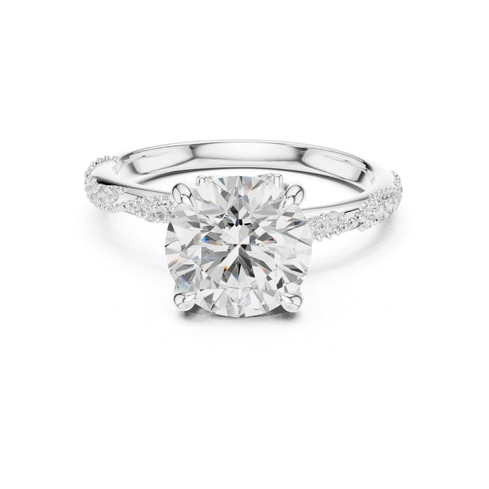 Round Lab Grown Diamond Side-Stone Engagement Ring