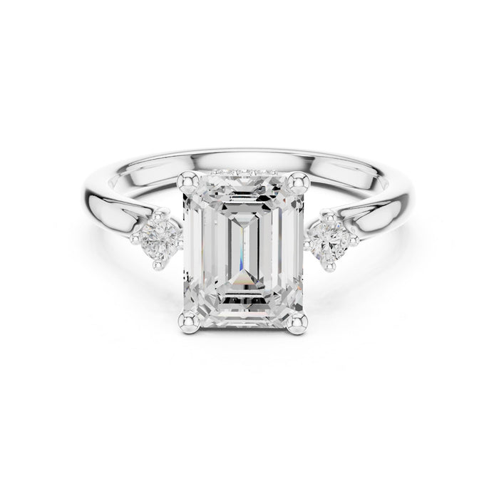 Emerald Lab Grown Diamond Side-Stone Engagement Ring