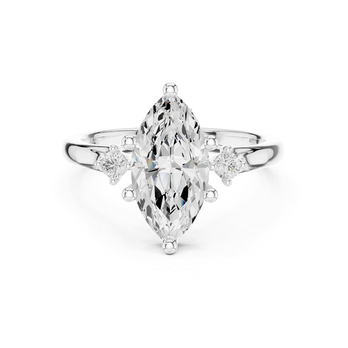 Oval Lab Grown Diamond Side-Stone Engagement Ring