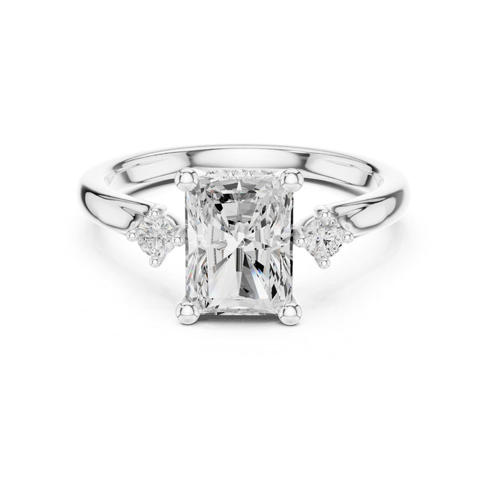 Emerald Lab Grown Diamond Side-Stone Engagement Ring