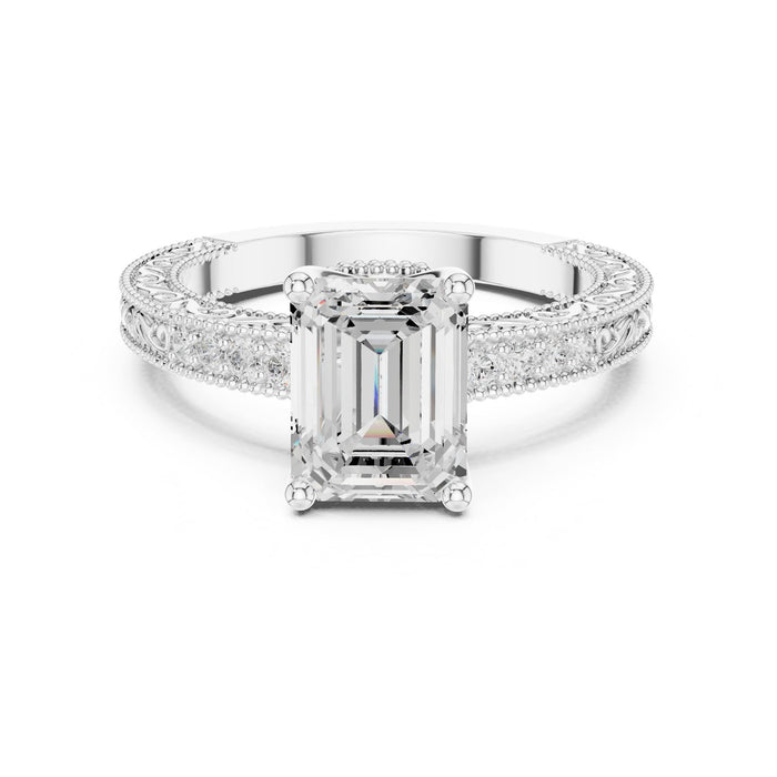 Emerald Lab Grown Diamond Vintage Engagement Ring